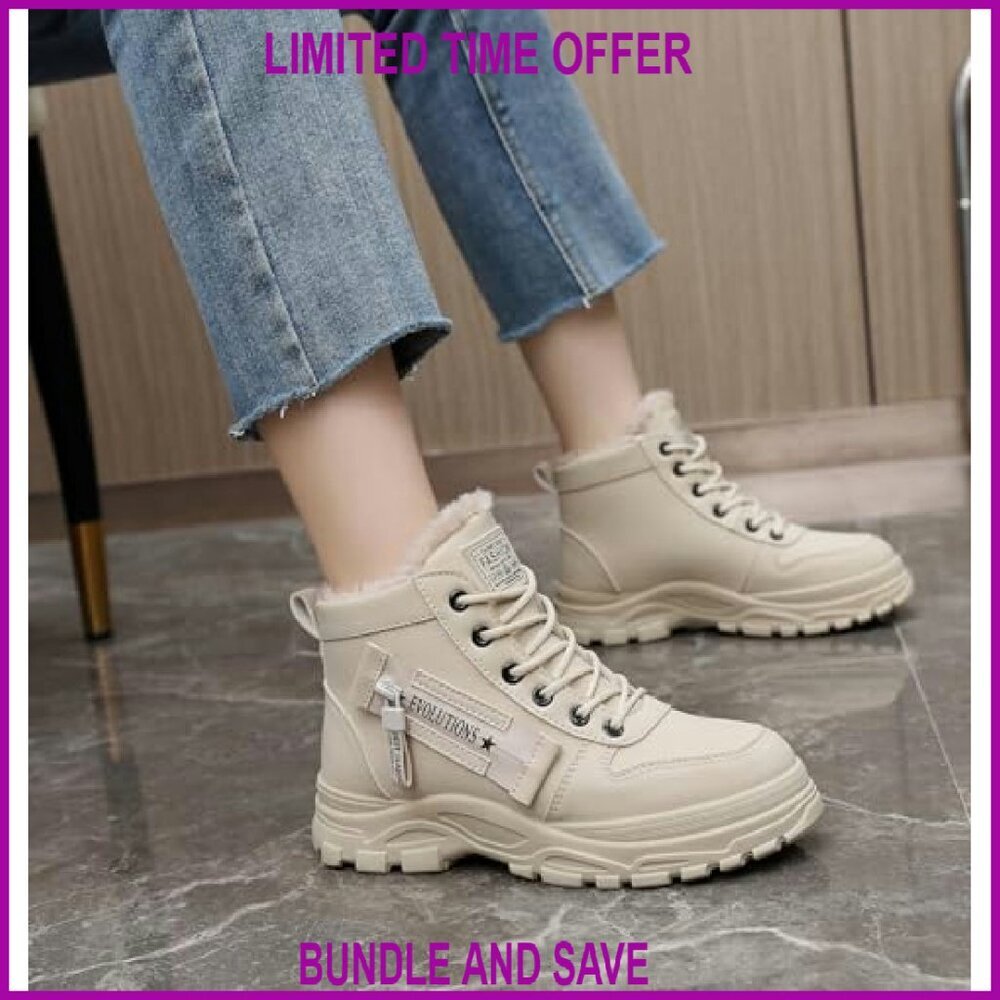 Warm Fur Lined Waterproof Ankle Boots Anti Slip Winter Snow Shoes - Picture 6 of 8